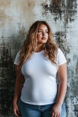Fototapeta premium Woman Standing in Front of Wall