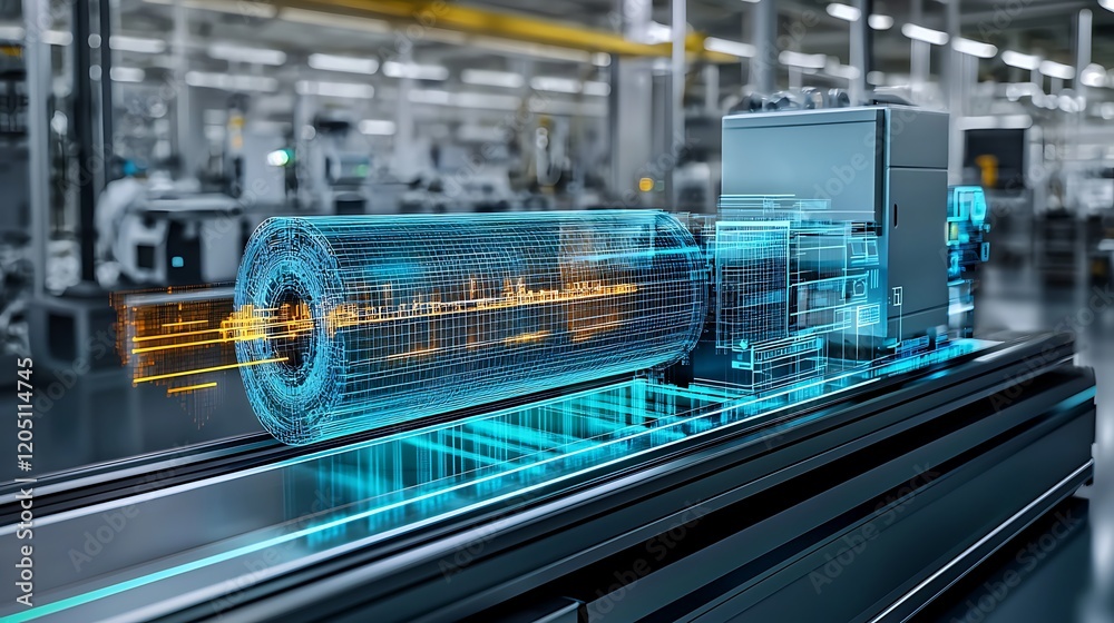 Poster Digital Hologram Shows Factory Automation System Process
