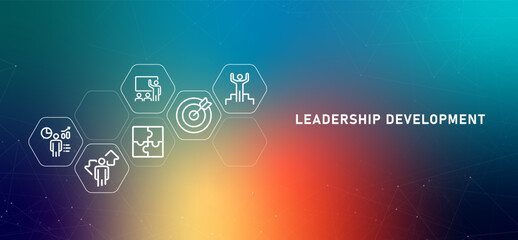 Leadership development gradient header company leader advancement training and mentoring for corporate succession planning © bakhtiarzein