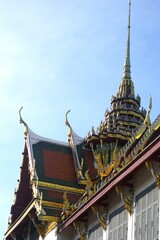 Fototapeta premium Low angle of Wat Phra Kaew Bangkok Thailand