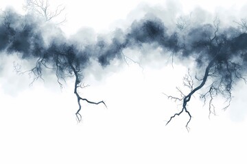 Fototapeta premium Ethereal Branches in a Misty Veil: A Watercolor Dream