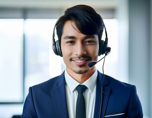 応対するコールセンターのオペレーター