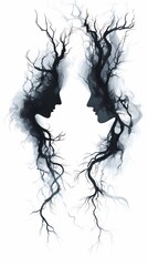 Fototapeta premium Intertwined Souls: A Surreal Portrait of Connection