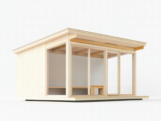 Modern Wooden Garden Studio: A sleek and minimalist wooden garden studio with large glass sliding doors, offering a serene and private retreat for work, relaxation, or creative pursuits.