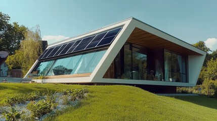 Obraz premium A sleek and modern summer house in a high-tech style