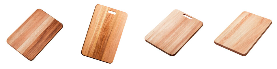Fototapeta premium Blank wooden cutting board or kitchen prep surface on a clean minimalist background Simple natural wooden texture ready for food dining Flat lay top view studio shot of a clean