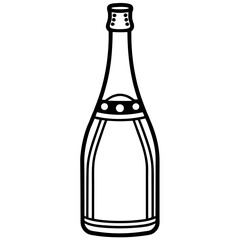Abstract Champagne Bottle Outline Vector