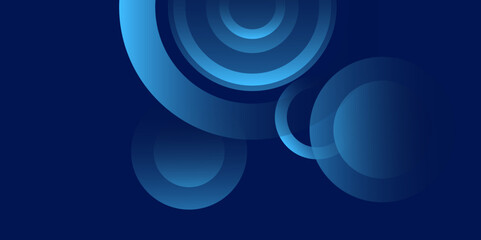 Abstract futuristic dark blue banner with a gradient circle shapes and blur. Vector illustration for presentation design. Can be used for business, corporate, institution, party, festive, seminar. 