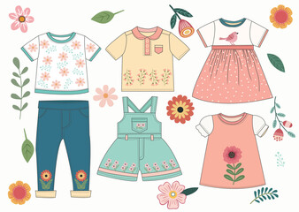 Collection of  fashion clothes  for  kids