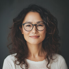 Obraz premium Empowering portrait of a confident woman studio setting photography warm lighting close-up personal growth and resilience