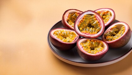 Healthy halved passion fruit
