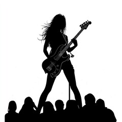 Naklejka premium Silhouette Musician Stage Crowd Concert Performance.