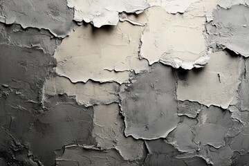 Obraz premium Abstract grayscale textured art depicting cracked and layered paint, creating a visually striking effect.