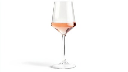 A tall wine glass filled with sparkling isolated on a seamless white background,