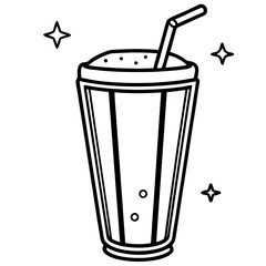 Chic Smoothie Glass Line Art Drawing