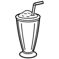 Chic Smoothie Glass Line Art Drawing