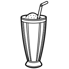 Chic Smoothie Glass Line Art Drawing