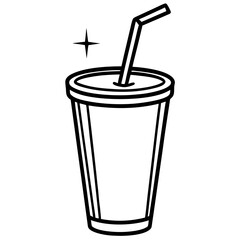 Chic Smoothie Glass Line Art Drawing