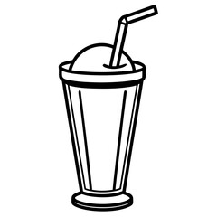 Chic Smoothie Glass Line Art Drawing