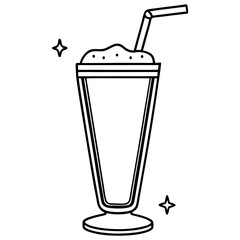 Chic Smoothie Glass Line Art Drawing
