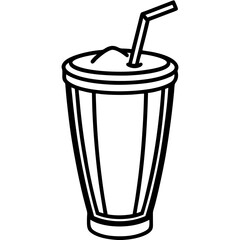 Chic Smoothie Glass Line Art Drawing