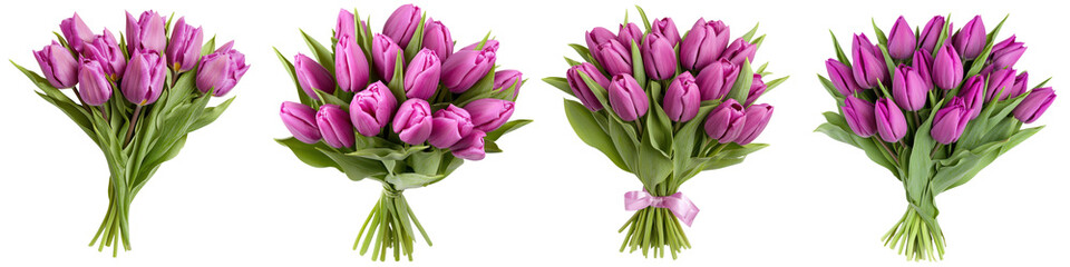 Obraz premium Lush and vibrant bouquet of fresh pink and purple tulip flowers in full bloom showcasing the beauty and elegance of spring flora The tulips are arranged in a stunning display