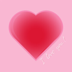 Celebrating card with big heart and text I love you. Vector illustration. Birthday, party, wedding, engagement, love, amour, romancy concept. Vector illustration.