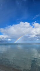 Guam's beautiful beach with a rainbow