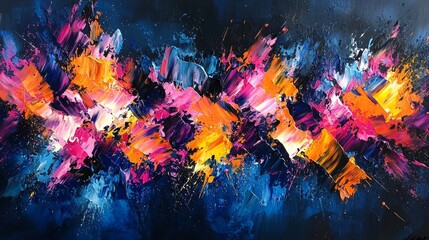 Fototapeta premium Bright abstract artwork displaying vibrant colors and dynamic brush strokes in a creative composition