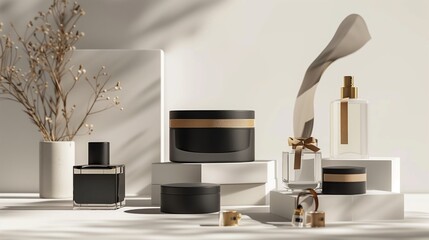 A designer fragrance gift set with elegant packaging and multiple scents, displayed on a clean white backdrop.