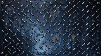Fototapeta premium acrylic painting of a seamless metal floor plate with a diamond pattern on a black metal background, the painting's