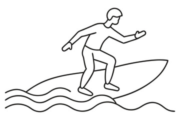 line art of a surfer surfing on wave.