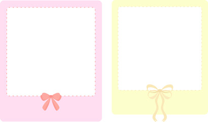 Decorative Polaroid Frame Illustration Blank Photo Frame with Bow Decoration