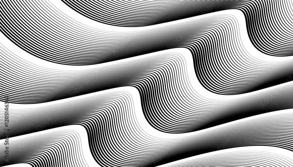 Poster black and white abstract dynamic lines pattern for sporty background. fully editable vector element.