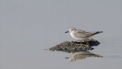 Obraz premium Semipalmated Sandpiper on Lake Rocks