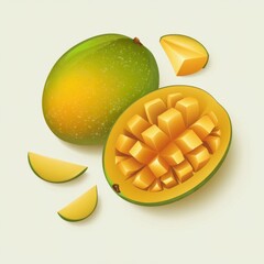 Fototapeta premium Vibrant Mango Vector Illustration Isolated on a Clean Background, Perfect for Tropical Fruit Designs, Healthy Food, and Nutritional Artwork.