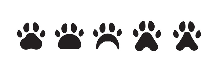 Set of different animal paw. Vector illustration