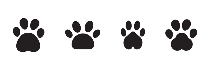 Fototapeta premium Set of different animal paw. Vector illustration