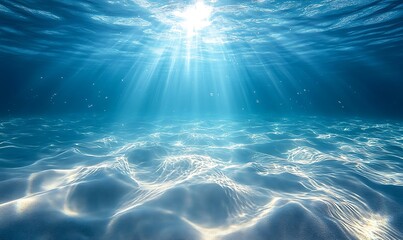  Undersea In Light Blue Sea With Sand - Water With Abstract Sunshine 