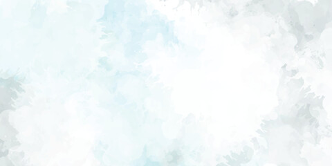 Abstract cloudy and fresh blue sky and clouds watercolor background aquarelle paint paper textured canvas element for text design, greeting card 