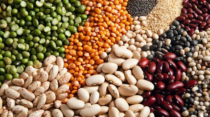 Naklejka premium A detailed look at foods high in fiber, featuring beans, vegetables