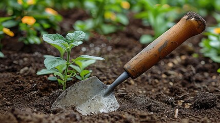 A hand trowel is indispensable for transplanting small plants with care.