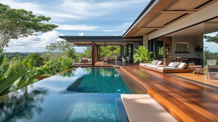 Fototapeta premium A large house with a pool and a patio