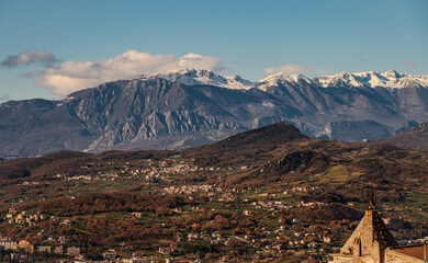 Molise, Italy. Winter landscapes from the ancient village of Pesche