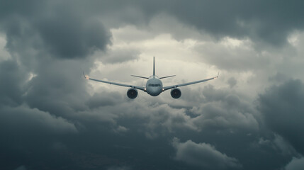 Obraz premium Dramatic Stormy Sky with Airplane Highlighting Resilience