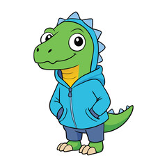 Fototapeta premium Cartoon Dinosaurs with Hoodies vector illustration