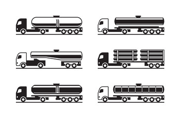 Different cargo tanker trucks - vector illustration