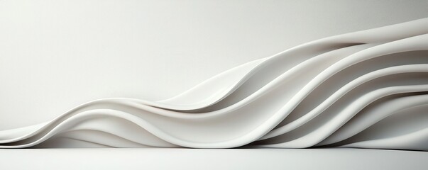 Obraz premium Soft glowing white background close view wavy textures clean space