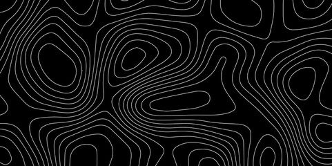 Abstract Black Wave Lines Topographic Contours Map Background, Multicolored Linear Background For Design, Trendy Modern Background texture, Vector illustration with Wave Lines On Black Background.