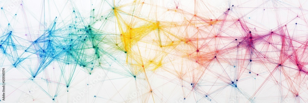 Aufkleber colorful abstract network illustration showcasing connections and interactions among points and line